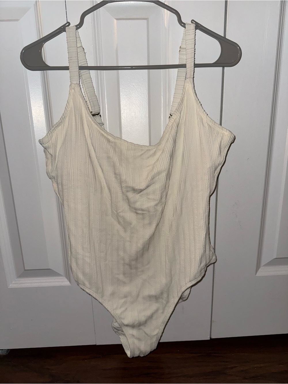 Cream Ribbed One-Piece Swimsuit